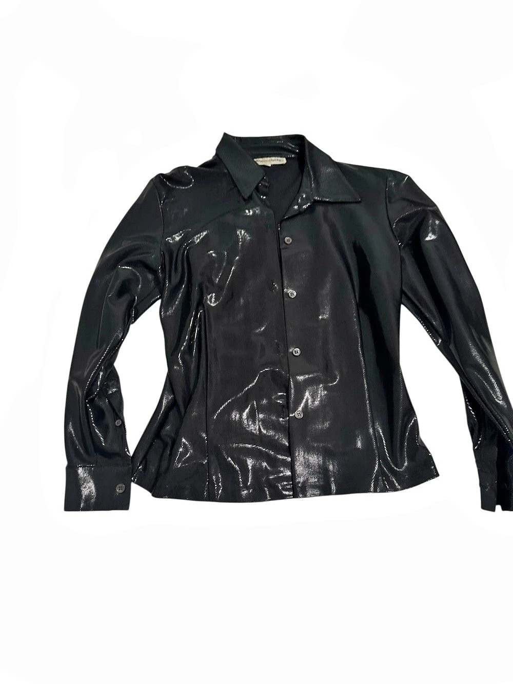 Gianfranco Gagliotti Black Glossy Button-Front Jacket Like New